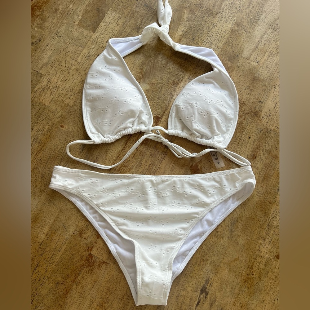 White Eyelet Swimwear Bikini NWOT